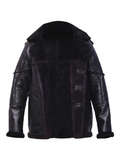 Men's Black Sheepskin Shearling Button Coat