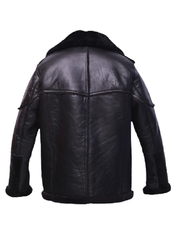 Men's Black Sheepskin Shearling Button Coat