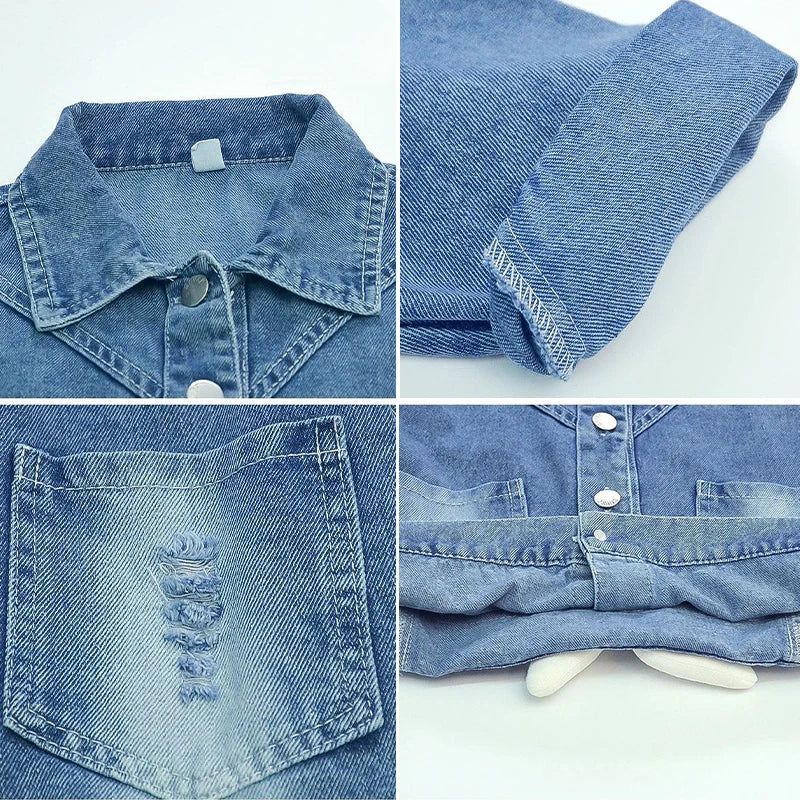 2-7 Years Girls Denim Jackets New Fashion Kids Embroidery Cartoon Rabbit Coat Autumn Children Outerwear Casual Girls Clothes
