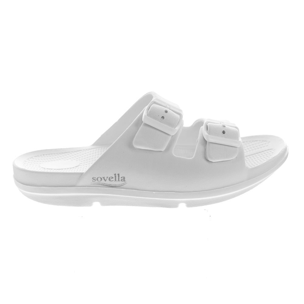 Sovella Active Comfort Sandals Women's Buckle Slide White