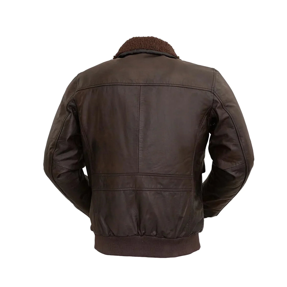 Bomber Men’s Leather Jacket with Removable Shearling Collar